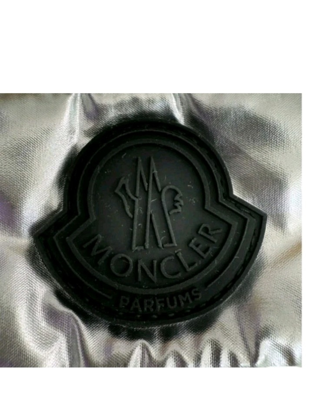 Moncler Silver & Black Logo Quilted Puffer Cosmetic Bag New - Picture 3 of 3
